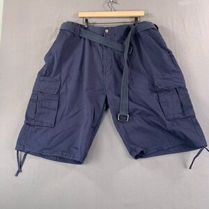 Regal Wear Cargo Shorts Men 46 Navy Blue Belted Y2K 90s Hip Hop Baggy 14" Inseam